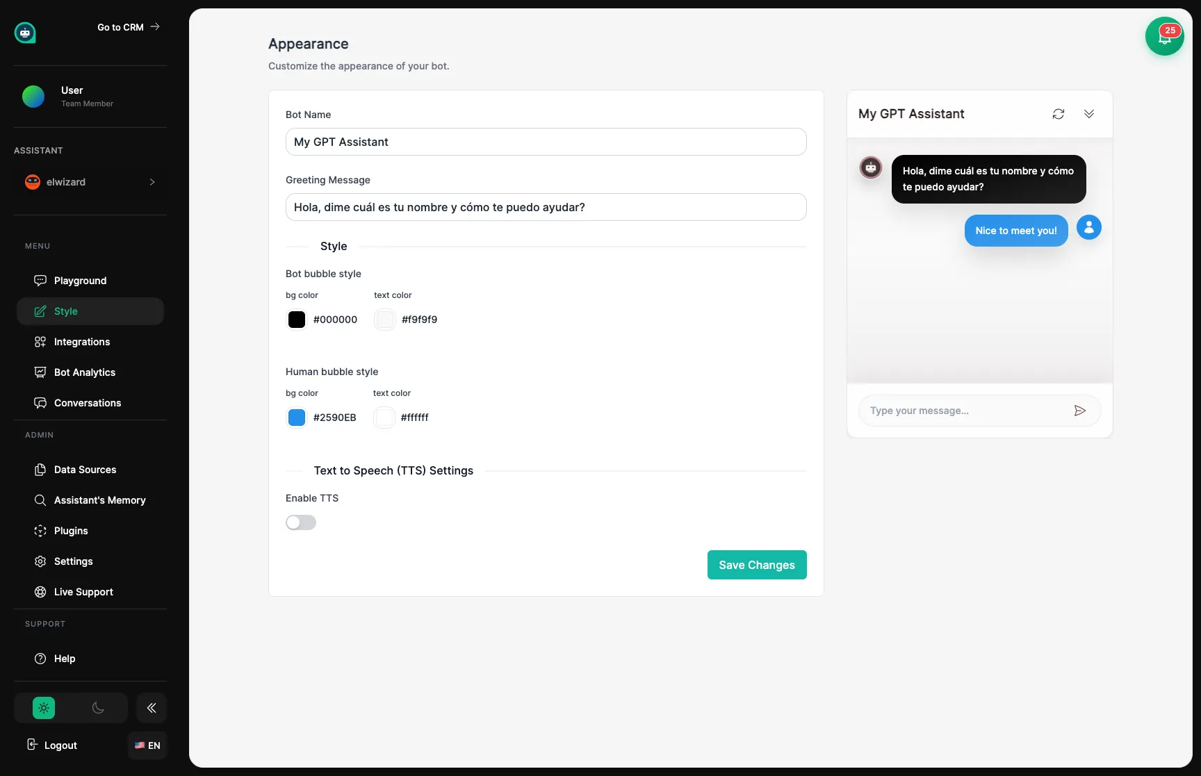 Widget appearance customization