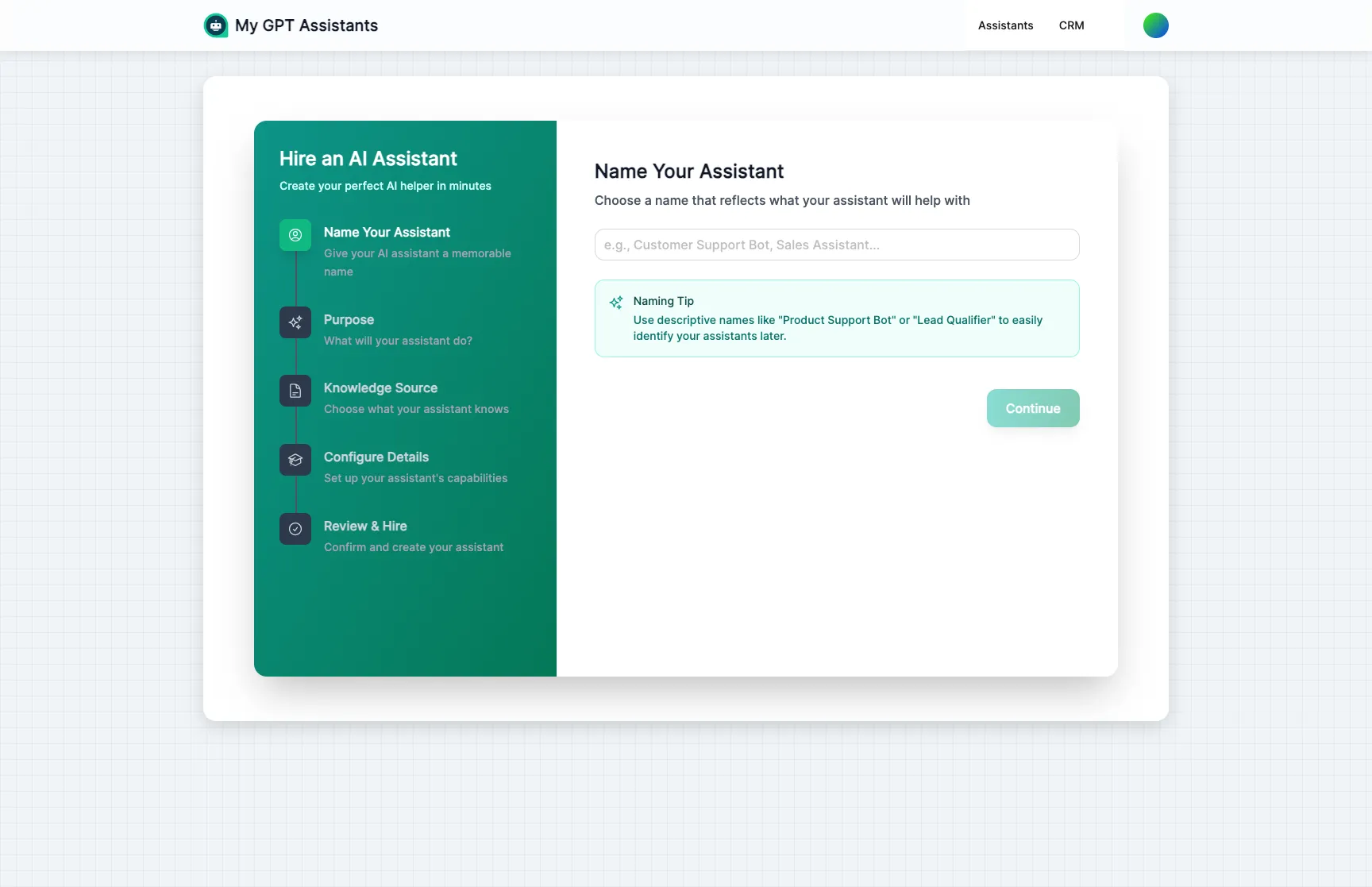 Step 1: Name your assistant