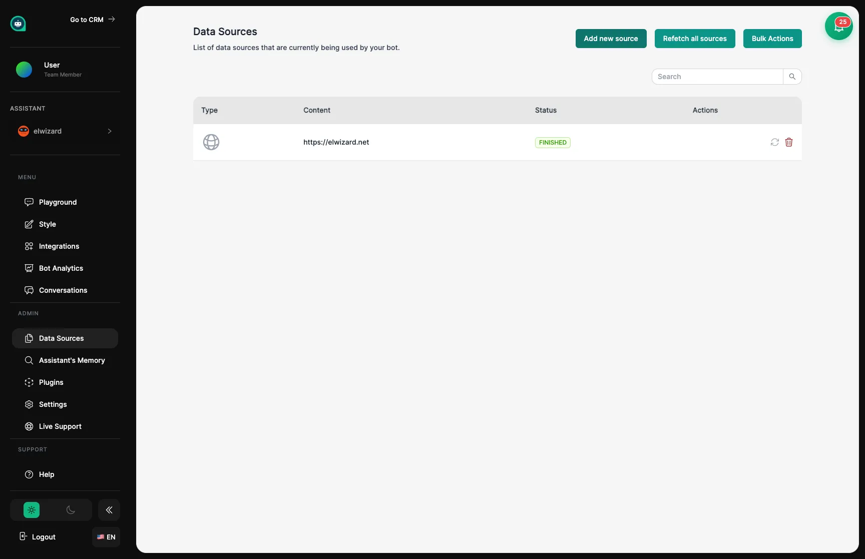 Data source type selection