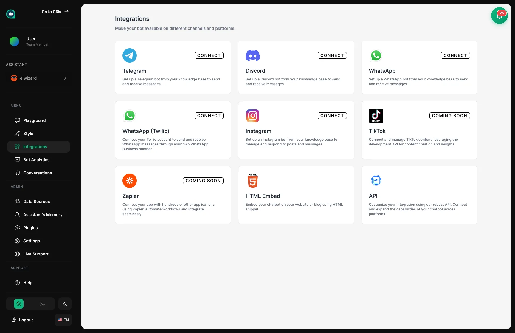 Available integrations