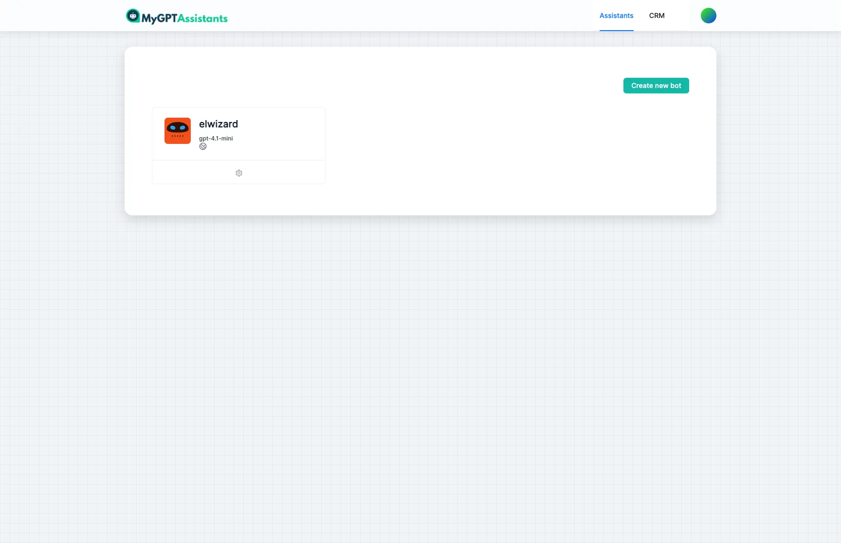 Dashboard showing your AI assistants