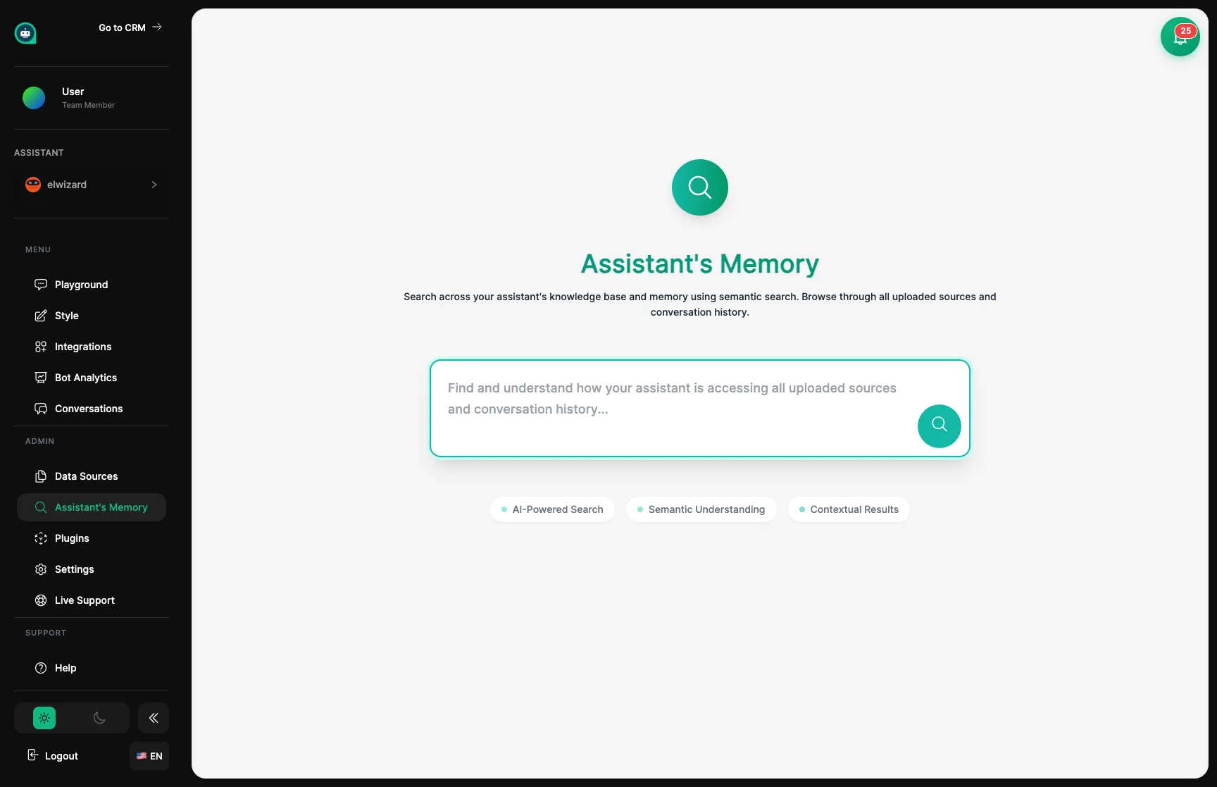 Knowledge search interface
